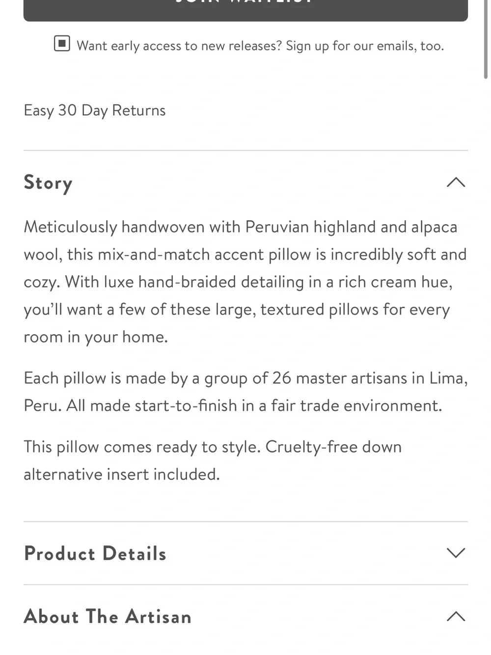 The Citizenry La Duna Cream Ribbed Knit Accent Pillow
